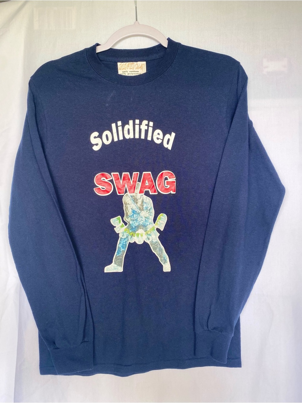 Solidified Swag Blue Graphic Logo Crewneck Pullover Sweatshirt Long Sleeve Small